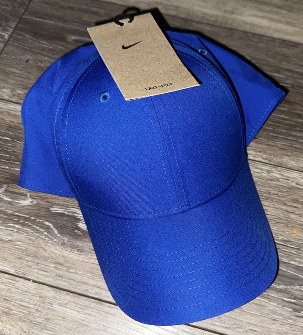 NEW! Nike Club Hat Cap Adult Adjustable L/XL Blue Swoosh Golf Unisex Dri-Fit